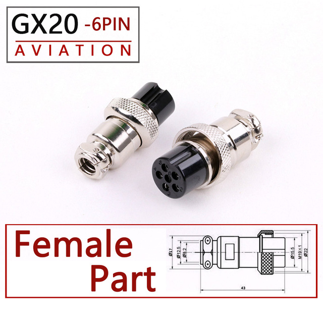 10pcs High Quality GX20 2/3/4/5/6/7/8/9/10/12/15 Pin Female 20mm Round Wire Flight Board Connector Socket Industrial Socket