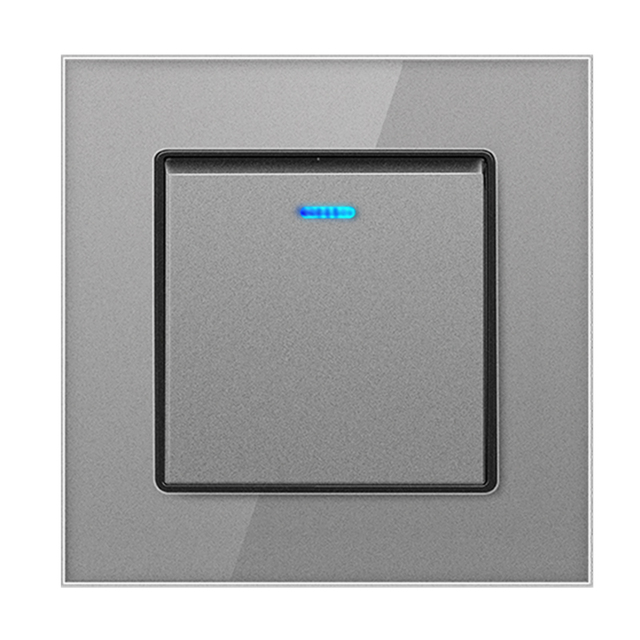 DXDXTT Push Button Light Switch 2 Way Stair Wall Switches 220V LED Tempered Glass Panel EU Standard 1/2/3 Gang Home Improvement