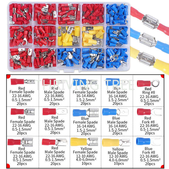 328/280pcs Insulated Spade Butt Loop Fork Loop Lugs Rolled Terminals Electrical Cable Crimp Connector Wire Stripper Plier