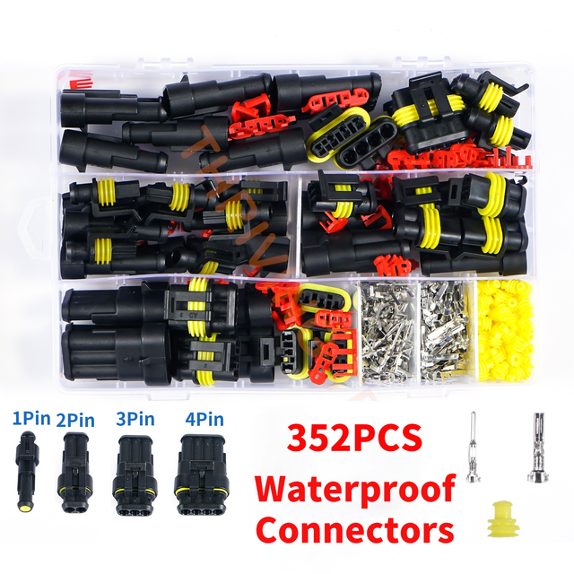 708/352/240pcs HID Connectors Waterproof 1/2/3/4Pin Car Electrical Wire Connector Plug Truck Harness Male Female Crimping Pliers