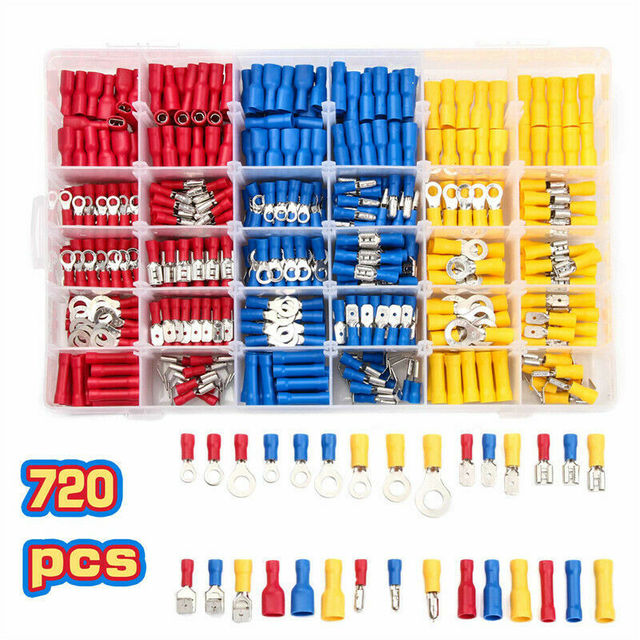 480/1200pcs assorted spade terminals insulated cable connector electrical wire assorted crimp butt loop thorn loop lugs plier