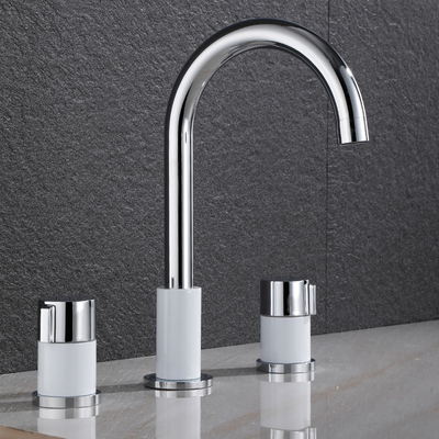 Faucet modern bathroom cabinet washbasin hot and cold double handle three-hole washbasin split three-piece faucet 01-587