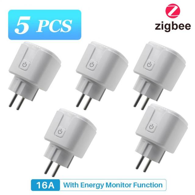 Tuya Zigbee Smart Plug 16A EU Socket with 110V 220V Power Monitoring Port Adapter APP Control Works with Alexa Google Home