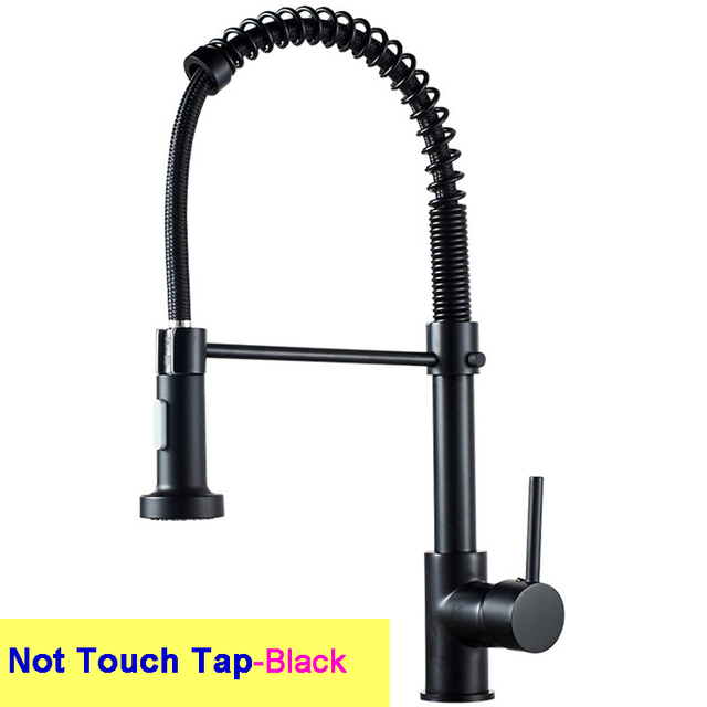 Black Touch Spring Kitchen Mixer Faucets Quality Brass Hot Cold Pull Kitchen Mixer Taps Smart Sensor Touch Kitchen Faucet