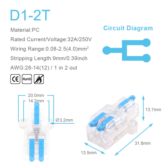 25/50/100pcs Transparent Can Fixed Wire Splitter Universal Compact Connector Terminal Block Cable Fast Splicing Wiring Connector