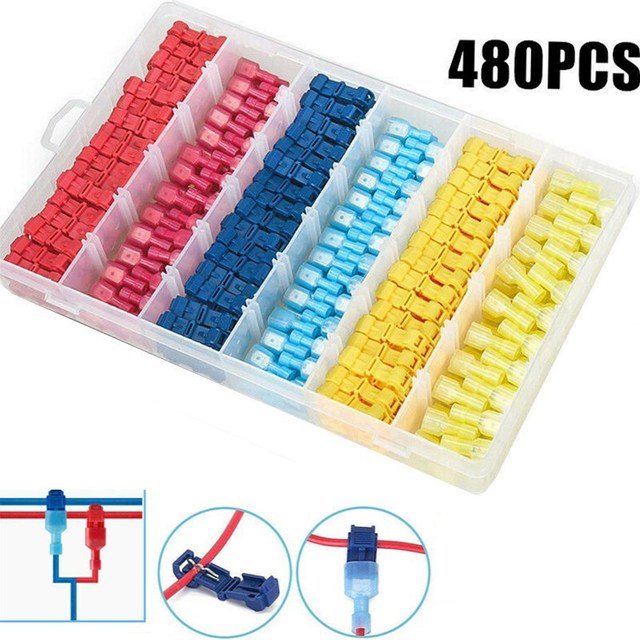 480PCS T-Tap Electric Quick Snap Splice Connector Electrical Cable Connectors Waterproof Lock Wire Terminal Crimp Wire Connector