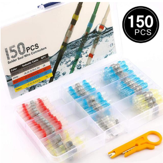 50/100/250pcs Mixed Heat Shrink Connect Terminals Waterproof Solder Sleeve Tube Insulated Electrical Wire Butt Connectors Kit