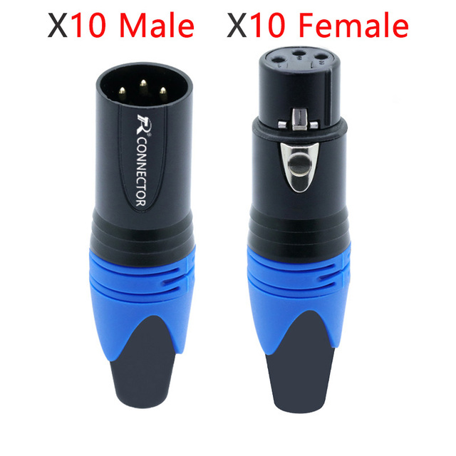 20pcs/10sets 10pcs 3 Pin XLR Female Jack + 10pcs Male Plug Professional 3 Pole XLR Socket Plug Microphone Connector Wholesale