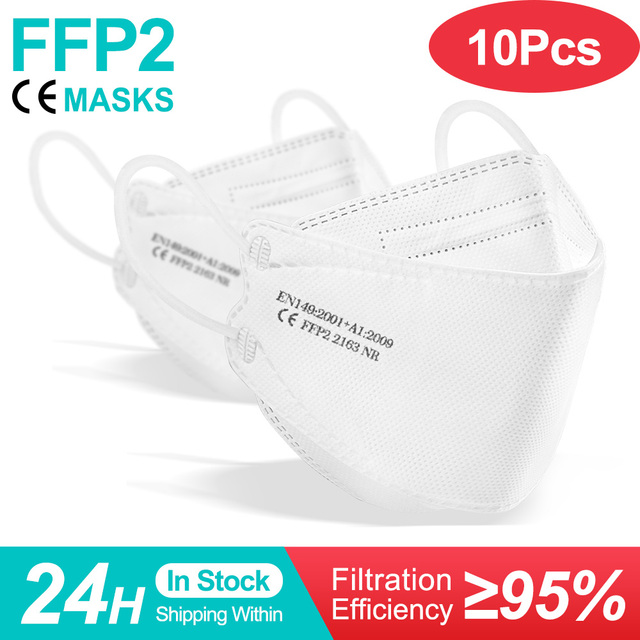 10-100 قطعة FFP2 قناع KN95 قناع السمك الكبار Mascarillas ffp2reuse zable واقية تنفس تصفية ffp2fan شهادة fpp2fan