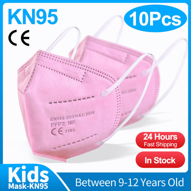 10-50pcs KN95 Mask N95MASK ffp2mask 9-12 years for children ffp2 mascarillas fpp2 niños homologadas negras masques organization ffpp2