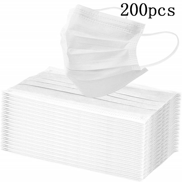 10/50/100/200pcs Disposable Mouth Face Mask Protective 3 Layers Filter Earpiece Non-woven Mouth White mascarillas masque masche