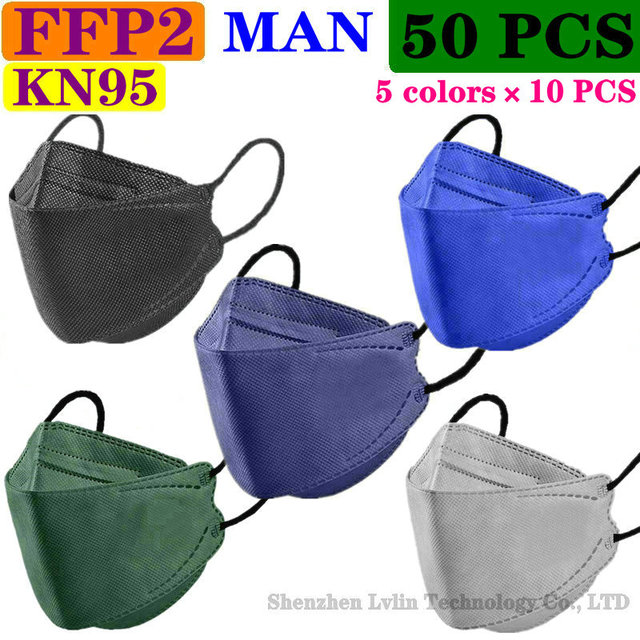 CE KN95 80 Colors Adult FFP2 Mask Black Mascarillas Mask Certified Health Protection Wholesale Fish Face Mask Respirator Filter FPP2