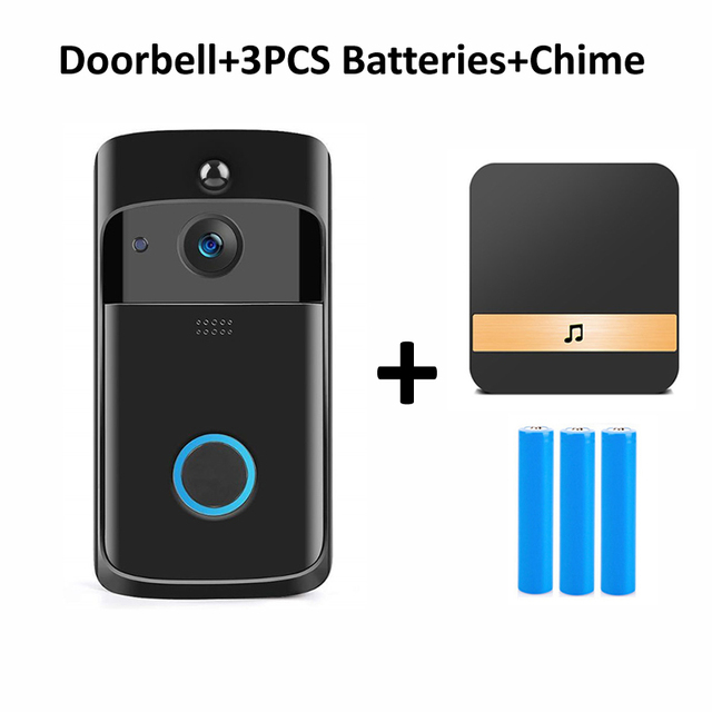 Wsdcam-جرس باب ذكي مزود بكاميرا فيديو, انتركوم لاسلكي، جهاز اتصال داخلي، واي فاي، لأجراس أبواب الشقق، فيديو مراقبة، يدعم التوصيل بالهاتف المحمول، كاميرات منزل أمنية