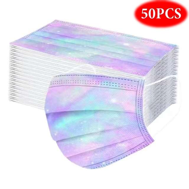 10-100pcs Adult Face Mask Fashion Colorful Printed Disposable Mouth Mask 3 Layer Anti-Dust Earpiece Protective mascarillas masque