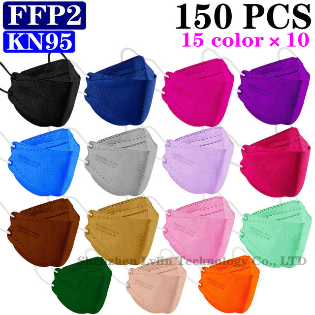 KN95 FFP2 CE 80 Unique Print Beauty Wholesale Fish Mask Mascarillas Protective Breathing Anti Fog Adult Colorful Masques