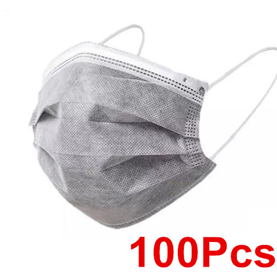 Protective Mask Gray Color Disposable Non-woven Ear Loop 3 Layer Dustproof Breathable Face Mask