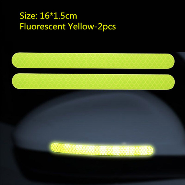 2pcs Reflective Rearview Mirror Warning Sticker, Rearview Mirror Night Safety Warning Strip Anti-collision Scratch Sticker