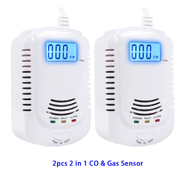 Combination CO Carbon Carbon Monoxide Detector Combustion Sensitive Gas Leak Sensor Auto Detection Failure Fire Alarm EU Plug AC 90V-220V