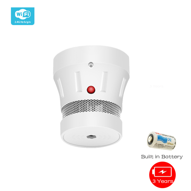 Zigbee smart smoke alarm safety protection wifi tuya sensitive control fire detector battery powered with sound and light alert