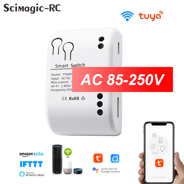 Smart WiFi Light Switch Garage Door Opener Controller 1/2/4 Gang RF 433 Module Tuya App Wireless Remote Control Work with Alexa