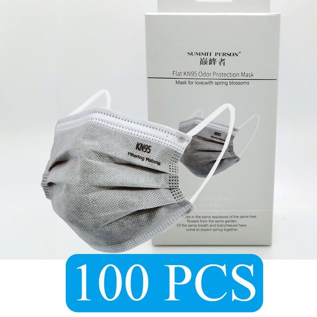 Korea Hot CE KN95 5 Layers Gray Mask Activated Carbon Dustproof Respirator Face Dust Protective Mask FFP2 KN95 Mask 20pcs/box