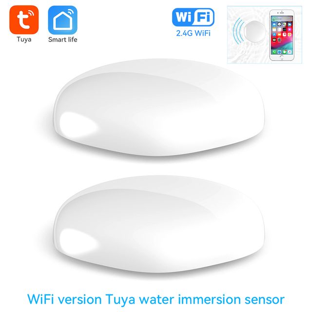 Tuya Smart Home WiFi Water Leak Alarm Zigbee Bypass Safety Alarm System Protection Work with Alexa Google Smart Life