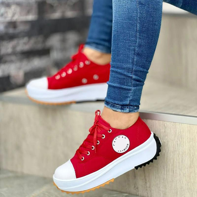 2022 Spring Low-top Sneaker Women Shoes Thick-soled Candy Color Flats Canvas Shoes Female Lady Platform Sneakers Dropshipping