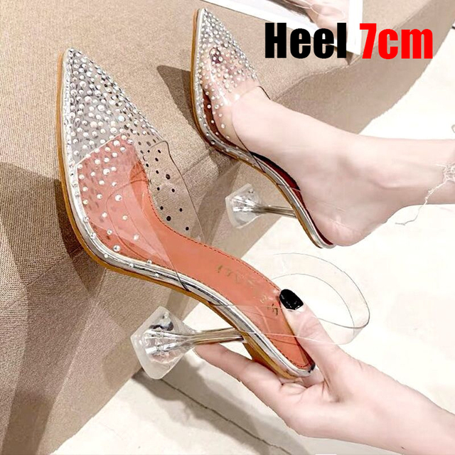 Luxury Women Pumps 2022 Transparent High Heels Sexy Pointed Toe Slip On Party Wedding Brand Elegant Shoes For Lady Size 34-43