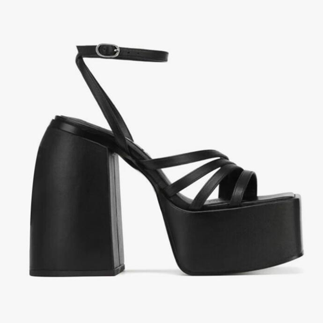 2022 New High Heels Women Sandals Thick Platform Slippers Female Buckle Ankle Strap Dress Office Ladies Wedding Mules Big 43