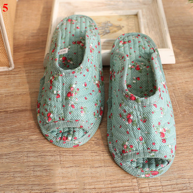 Small floral slippers pastoral fabric soft-soled household cotton slippers warm breathable non-slip light beautiful cotton slippers