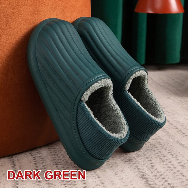 Hot Waterproof Non-slip Home Slippers Men Winter Warm Women Indoor Non-slip Ladies Soft Slippers Memory Foam Couples Shoes