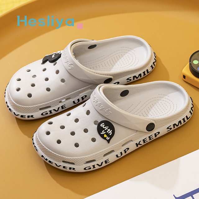 Summer Slippers Women Leisure Hole Shoes Indoor Outdoor Baotou Slippers Breathable Non-slip Garden Beach Shoes Fashion Shoes