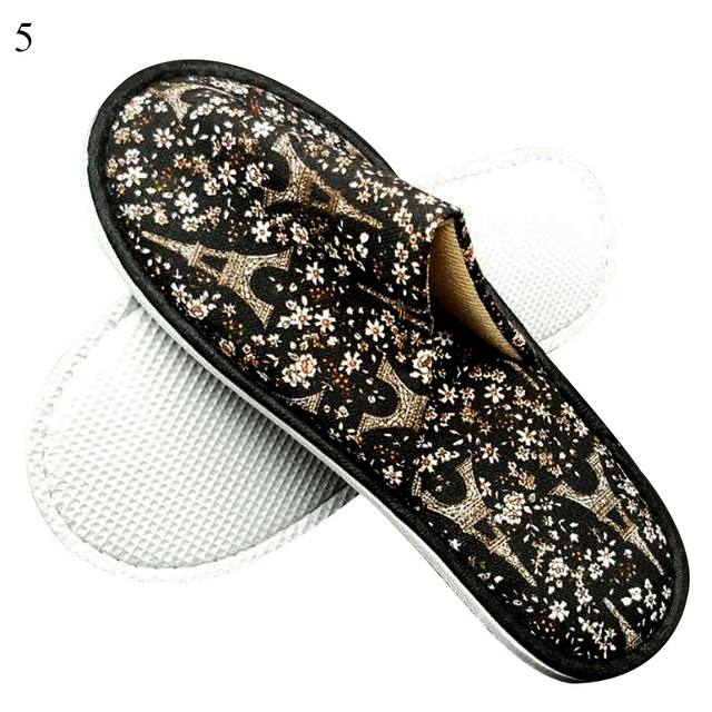 Hotel Travel Spa Disposable Slippers Cute Printed Linen Guest Slippers Home Room New Beauty Salon Slippers Women Slippers Hot