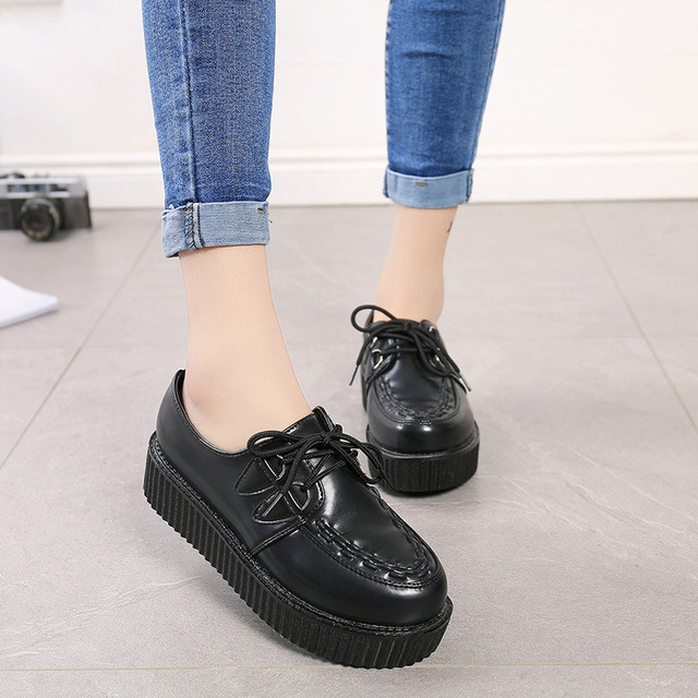 Creepers Casual Shoes Woman Plus Size Sneakers Women Shoes Ladies Platform Shoes 2022 Lace-up Women Flats Female Shoes Loafers