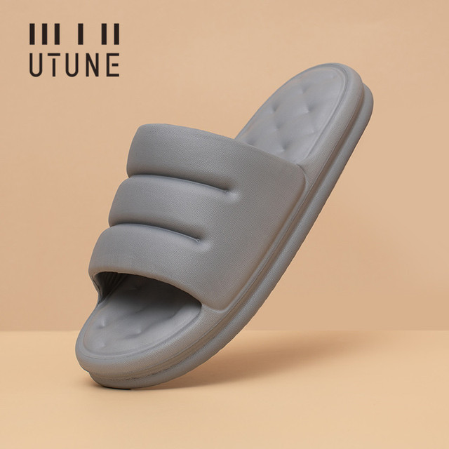 UTUNE Sofa Sandal Slides for Women Slippers Super Soft Indoor Shoes Sandals Men Platform EVA 4cm