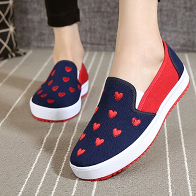 JERSEY-Women's Canvas Flats Canvas Shoes Comfortable Round Toe No Lace-up Plus Size 35-40 Casual Date F950 Spring Autumn