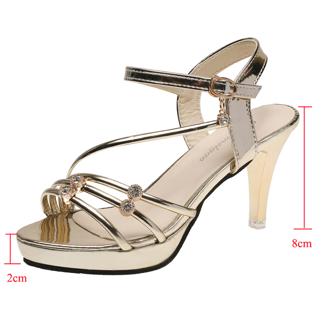 Lucyever Crystal Thin High Heels Sandals Women 2022 Summer Ankle Strap Platform Sandal Woman Gold Silver Ladies Party Shoes