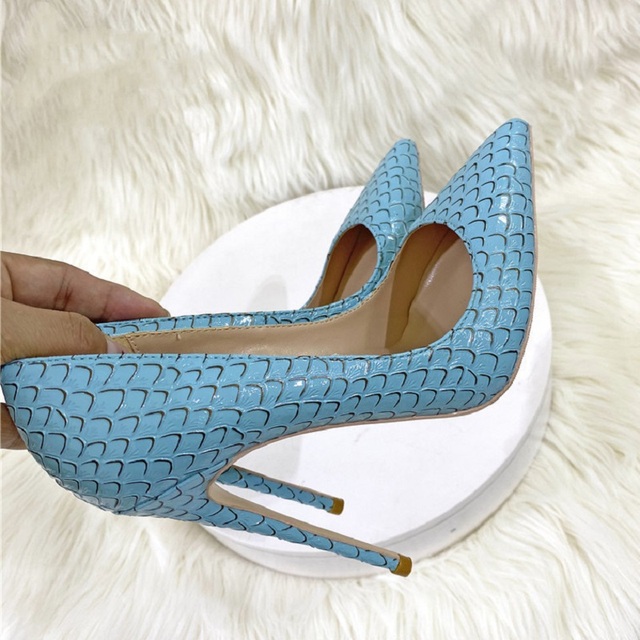 Spring snakeskin pattern pointed toe soft leather shallow stiletto work shoes party dress all-match large size women's shoes