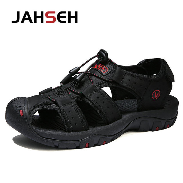 2022 New Genuine Leather Summer Casual Sandals Outdoor Walking Shoes Water Shoes Plus Size Beach Shoes Fashion Soft Slippers