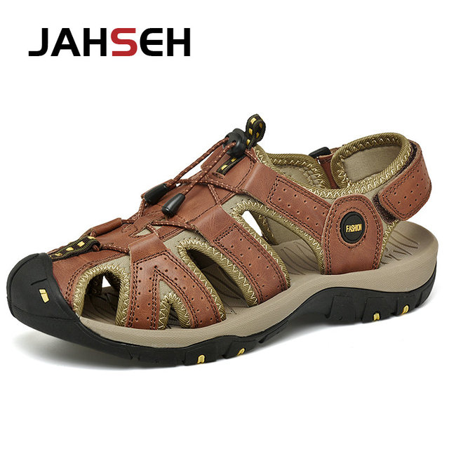 Summer New Outdoor Genuine Leather Men's Casual Sandals High Quality Brand Beach Shoes Fashion Water Shoes Walking Footwear