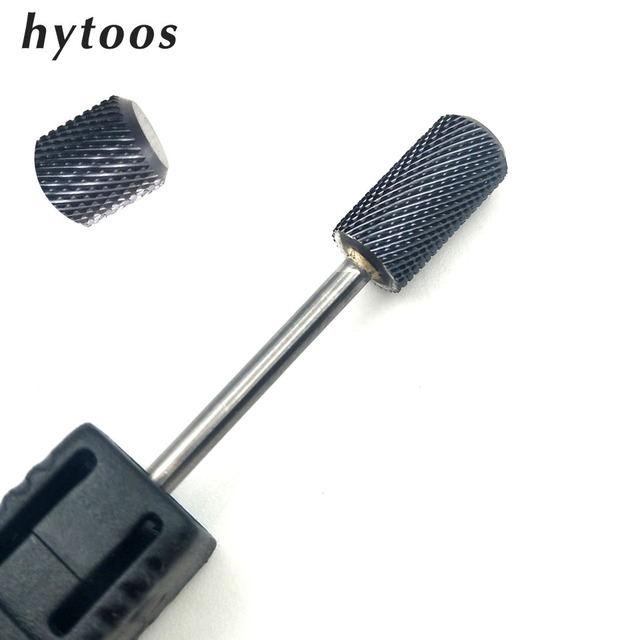 HYTOOS 1pc Tungsten Carbide Nail Drill Bit 3/32" Manicure Cutters Black Titanium Burr Nail Drill Accessories Nail Grinding Tools