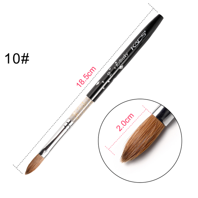 KADS Acrylic Nail Brush Curly Kolinsky Sable UV Nail Art Gel Extension Brush Manicure Flat Round Brush Red Wood Nail Brush