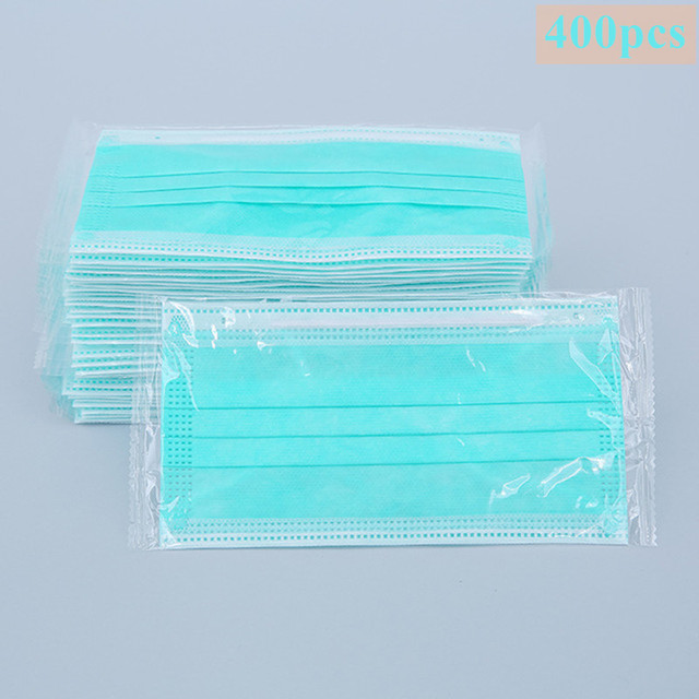 10/100/200/400pcs Disposable Adult Mask 3-Layer Non-woven Meltblown Mask Individually Wrapped Mask Black Filter Mask Face Masks