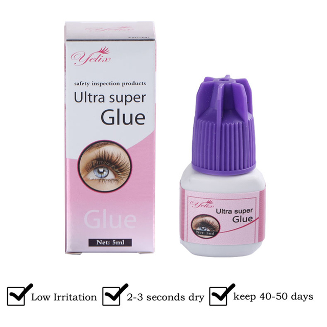 Yilix Eyelash Extension Glue 0.5-1 Seconds Quick Dry Individual Lashes Glue Delicate Eye Black/Clear Eyelash Glue Lash Extension