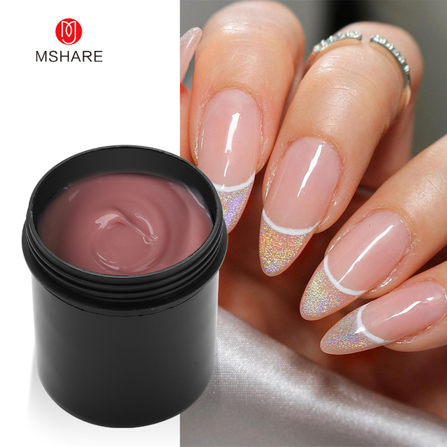 MSHARE Gel Builder Gel Nail Extension Gel 150ml Cream Medium Soft Cover Shade Pink White Fast Extension UV Nail Hard Gel