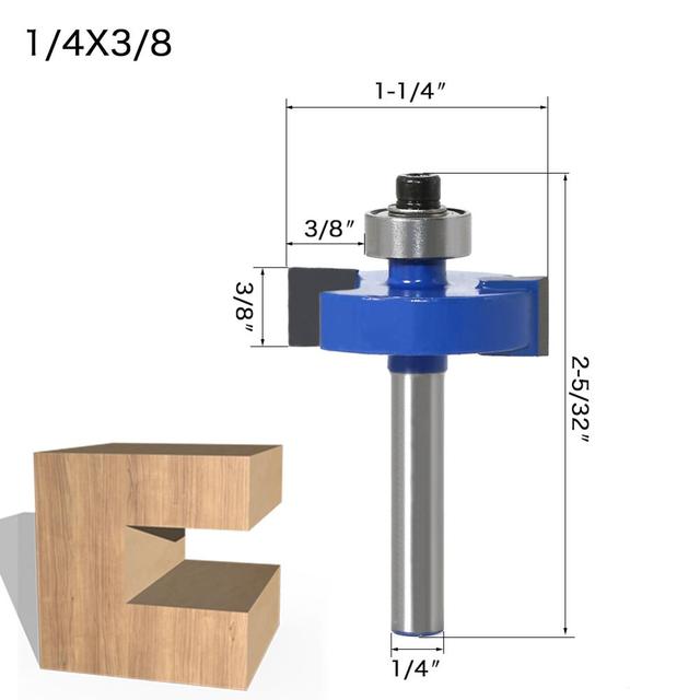 Rabbit Router Bit with 6 Bearings Set-1/4" Shank 6mm Shank Woodworking Cutter Tenon Cutter for Woodworking Tools