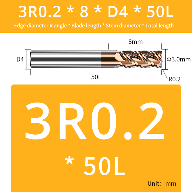 AUG Tool Corner Radial End Mill CNC R Bull Nose Milling Cutter Tungsten Carbide Steel Metal Router Tool R0.5 R1 4 Flutes