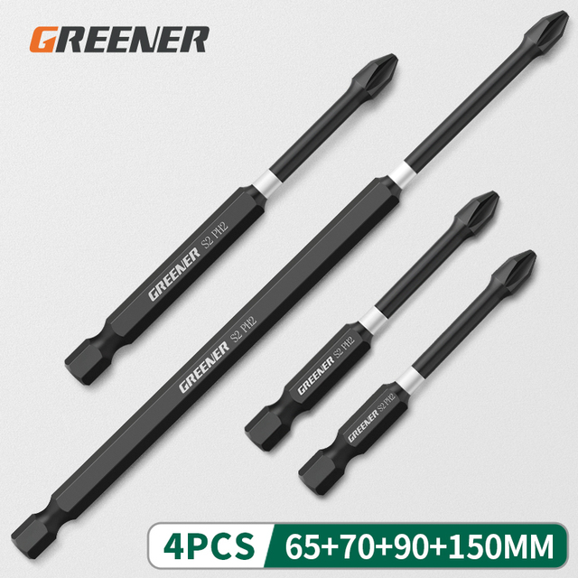 Green Impact Strong Magnetic Impulse Head Cross High Hardness Hand Drill Bit Screw Electric Screwdriver Set 50 65 70 90 150mm