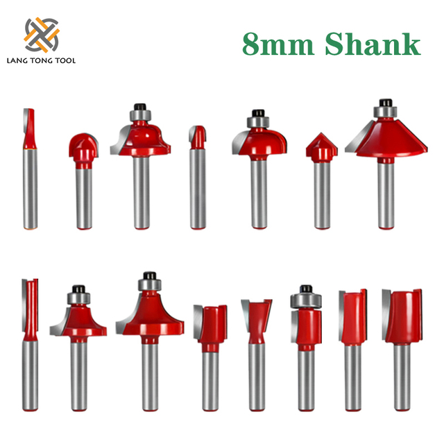 6 مللي متر/6.35 مللي متر/8mm15Pc راوتر بت مجموعة التشذيب بت مستقيم قاطعة المطحنة بت الخشب التنغستن كربيد قطع النجارة LT027