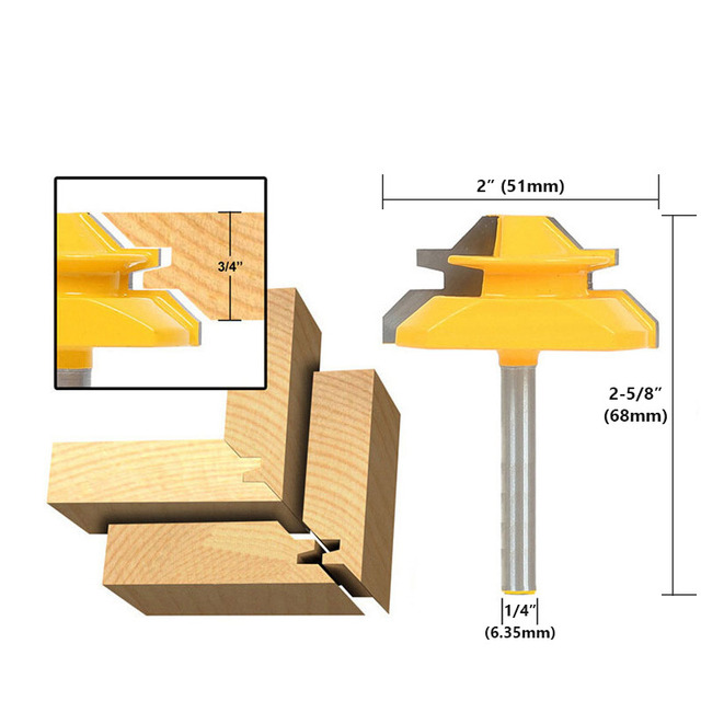 1/2 "1/4" 8 مللي متر عرقوب 45 درجة قفل ميتري راوتر بت 8*1-1/2 8*1-3/8 Tenon نهاية القاطع أدوات طحن لأعمال الخشب